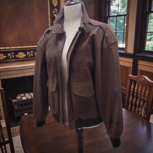 Vintage Men's Brown Leather Aviator Bomber Jacket